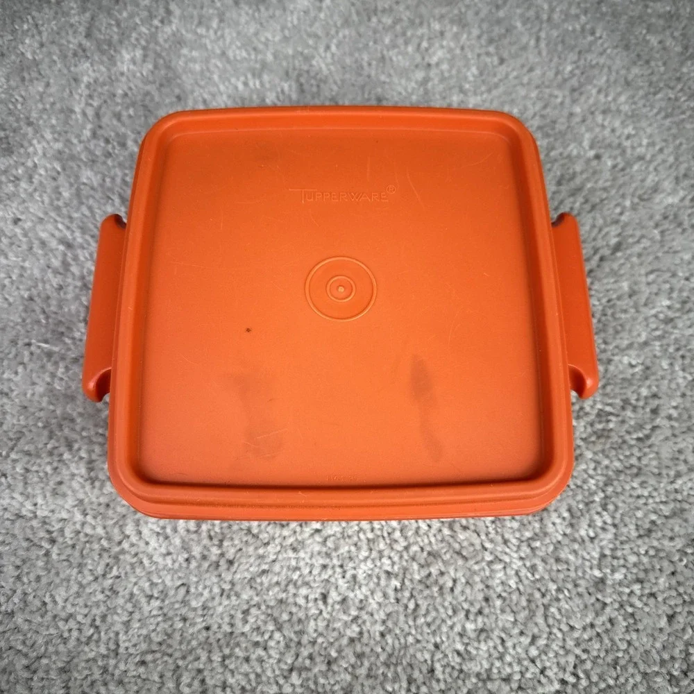 VTG Tupperware 1362-21 Retro Orange Dark Container With Lid Sandwich Storage